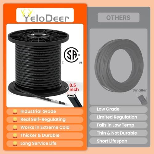 Cut-To-Length 120V 30Ft Self Regulating Roof Heat Cable Bulk Roll