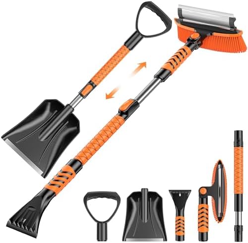 Heavy-Duty Remover Portable Snow Brush 42" Detachable Grip 180° Sturdy for Car Windshield, Car Auto Truck SUV, Vehicle