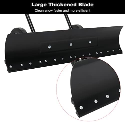 TUFFIOM Snow Pusher Shovel for Driveway with Wheels, 29"/39" Wide Heavy Duty Push Snow Plow Shovel, Wheeled Rolling Snow Shovels for Removal Adjustable Angle & Height Handle (Black(39 inch))