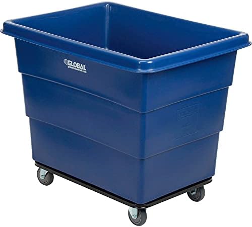 Global Industrial 12 Bushel Plastic Bulk Box Truck, Steel Chassis Base, 1000 lbs. Capacity, 4" Non-Maring Rubber Casters, Blue, 38-2/5"L x 28-9/10"W x 33" H