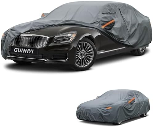 GUNHYI Premium Car Cover Custom Fit Kia K900, 16 Layers Heavy Duty Car Cover Waterproof All Weather with Zipper Door for Sun Rain Snow Dust Uv Protection