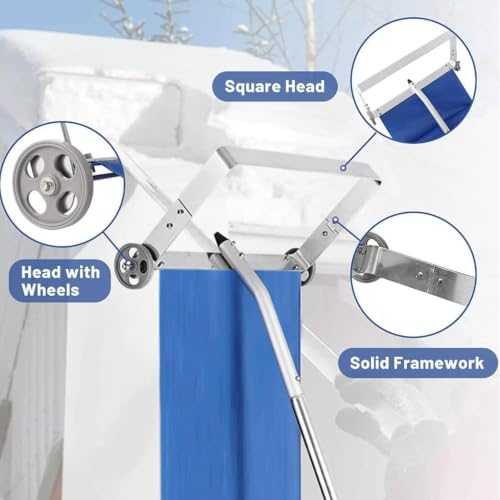 Roof Snow Rake for Snow Removal, Heavy‑Duty Aluminum Sectional Poles