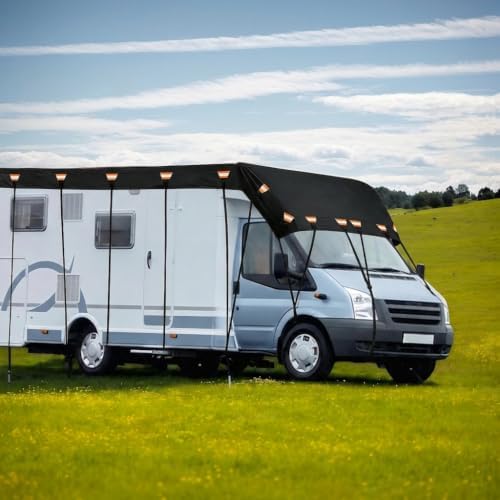 2026 Upgraded Heavy Duty RV Roof Cover,3000PA Waterproof Camper Top Cover with 16 Adjustable Buckles & 16 Reflective Reinforcement,16ft to 44ft for Travel Trailer Pop-Up Camper