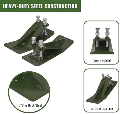 Doppy 2Pcs Tractor Bucket Protector, 3/8'' Thick Snow Skid Tamer, Double Hex Lock Nuts & Bolts Included for Snow Removal, Leaves, Gravel Spreading, Green