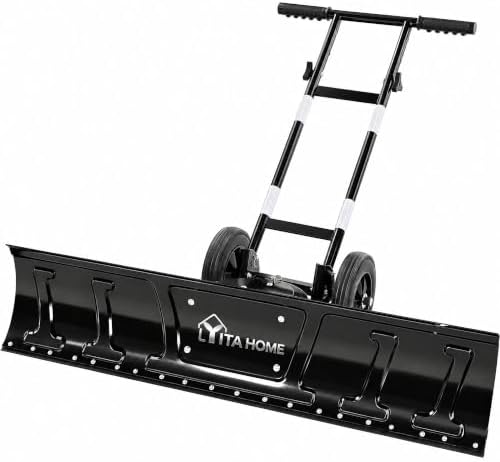 YITAHOME 48" Snow Pusher with Wheels, Snow Shovel for Driveway, Solid Tires