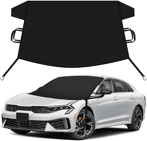EcoNour Car Snow Cover Compatible for Kia Forte | Windshield Cover for Ice and Snow with S-Hook Straps | Heavy-Duty 600D Oxford Winter Car Cover, Waterproof & Anti-Slip