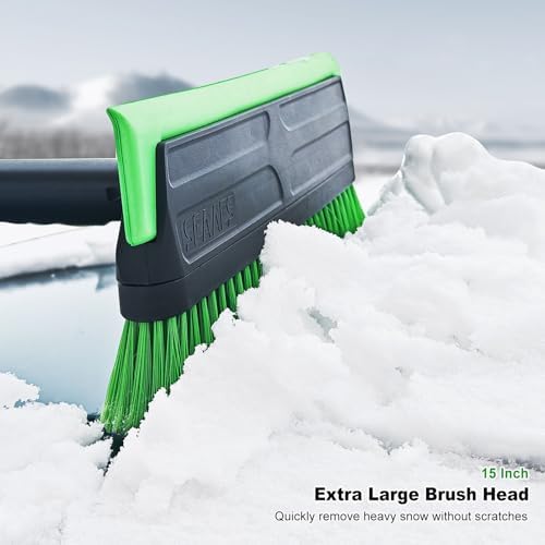 SEAAES 51 Inch Snow Brush and Snow Broom, Windshield Ice Scraper for Truck