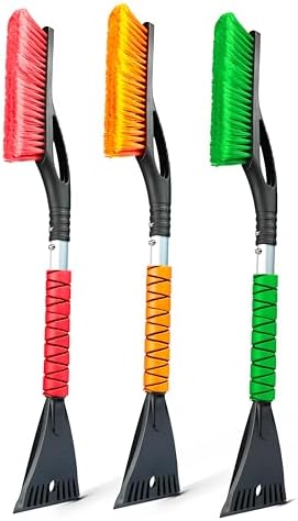 EcoNour 27" Car Snow Brush with Ice Scrapers for Car Windshield (3 Pack)