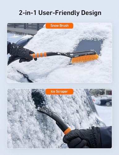 AstroAI 27" 2-in-1 Detachable Snow Brush and 62" Heavy-Duty Snow Shovel