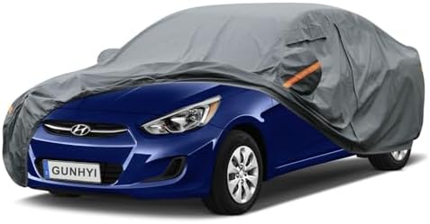 GUNHYI Premium Car Cover Custom Fit Hyundai Accent, 16 Layers Heavy Duty Car Cover Waterproof All Weather with Zipper Door for Sun Rain Snow Dust Uv Protection