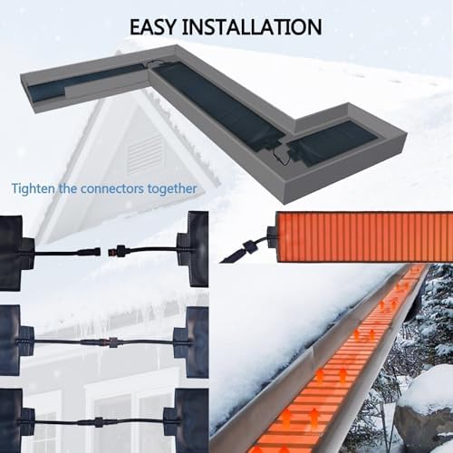 Roof & Gutter Snow De-Icing Heater, Graphene Snow Melting Mat for Roof and Gutters Ice Dam Prevention, Non-Slip Heated Outdoor Mats for Walkway Stairs Steps, Easy to Install 120V(4.7in*30in)