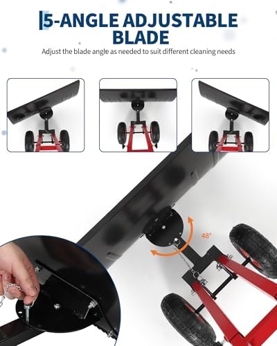 TrailBlaze Heavy Duty Rolling Snow Shovel with Wheels – 29x20in Wide Adjustable Angled Metal Blade – Ergonomic Double Handle – 5-Position Height – Durable Carbon Steel – Ideal for Driveways, Sidewalks
