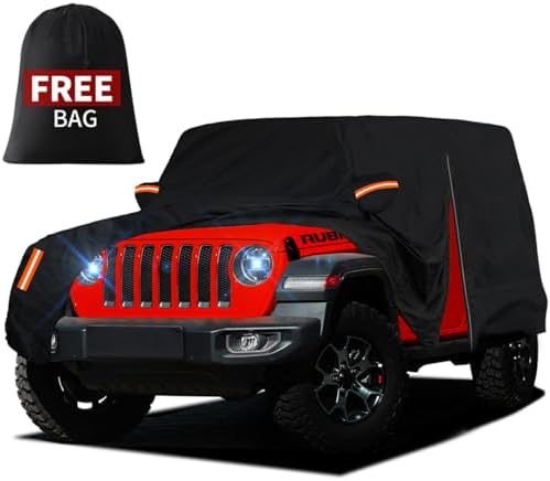 Waterproof Car Cover for Jeep Wrangler 4 Door 2006-2026 JK JL Windproof