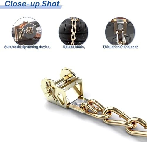 Snow Chains, 225-295mm Universal Tire Chains for Car, SUV, RV, Pickup Trucks, Adjustable Emergency Anti-Skid Thickening Tire Traction Chain (10 Packs)