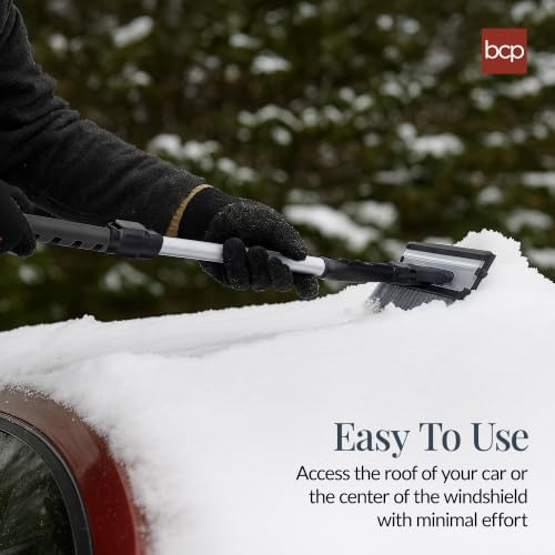 Best Choice Products Snow Brush with Squeegee & Ice Scraper, Up to 39" Extendable Foam Grip, 270° Pivoting Snow Brush for Car Truck SUV, Storage Bag Included - Charcoal