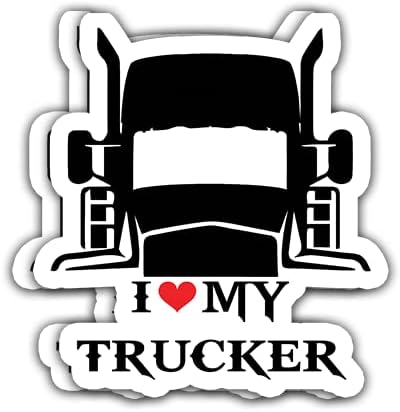 I Love Heart My Trucker Vinyl Decal Sticker Truck 2pc 6" Driver semi Big rig 18 Wheeler