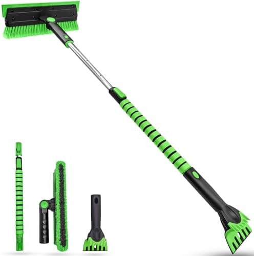 SEAAES 51 Inch Snow Brush and Snow Broom, Windshield Ice Scraper for Truck