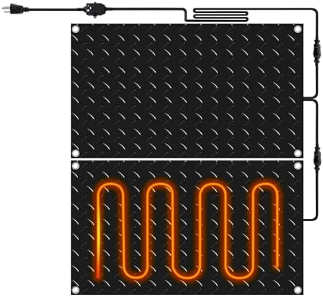Riakrum 2 Pcs Heated Snow Melting Mats Outdoor, 20 x 30 in Winter Anti-Slip Heated Rubber Mat for Walkways Decks and Sidewalks, Electric Snow and Ice Melting Pads Connection with 9.84 ft Power Cord