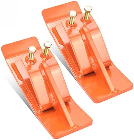 Tractor Bucket Protector(Upgraded Version), 2Pcs Ski Edge Protector, Turf Tamer Skid Protector with Grade8.8 Double Lock Nuts and Bolts, Heavy Duty Steel for Snow Removal Spreading Gravel,Orange