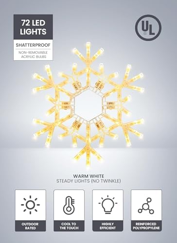 Brightown Christmas Lights Outdoor, 72 LED 20" Folding Big Snowflake Lights