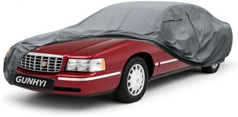 GUNHYI Premium Car Cover Custom Fit Cadillac DeVille, 16 Layers Heavy Duty Car Cover Waterproof All Weather with Zipper Door for Sun Rain Snow Dust Uv Protection