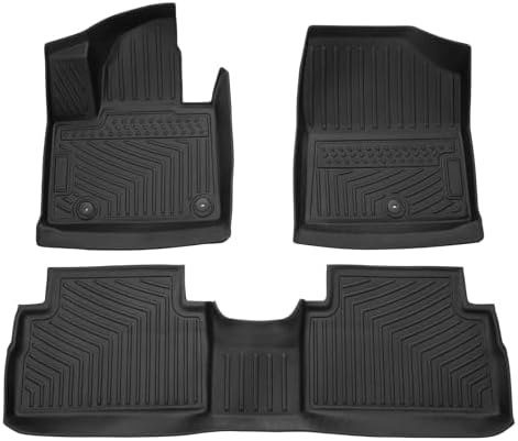 Powerty Floor Mats for 2021-2023 Hyundai Santa Fe 5 Seats (ONLY Hybrid) All Weather 3D TPE Anti-Slip Car Liners for 1st & 2nd Row Accessories