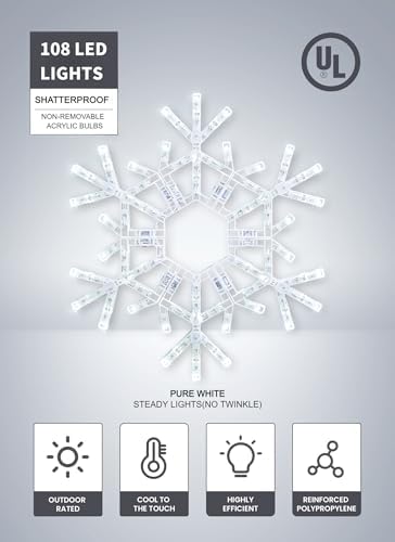 Brightown Christmas Lights Outdoor, 108LED 36" Folding Big Snowflake Lights