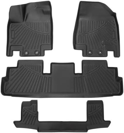 Powerty Floor Mats for 2022-2025 2026 Nissan Pathfinder 7 Seats All Weather 3D TPE Anti-Slip Car Liners for 1st & 2nd & 3rd Row Accessories