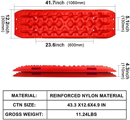 X-BULL New Recovery Traction Tracks Sand Mud Snow Track Tire Ladder 4WD (Red,3gen)