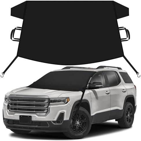EcoNour Car Snow Cover Compatible for GMC Acadia | Windshield Cover for Ice and Snow with S-Hook Straps | Heavy-Duty 600D Oxford Winter Car Cover, Waterproof & Anti-Slip