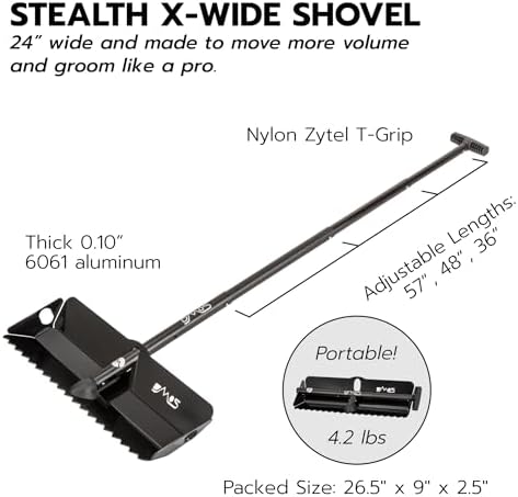 DMOS Stealth Collapsible Snow Shovel - Blackout - X-Wide