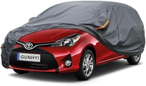 GUNHYI Premium Car Cover Custom Fit Toyota Yaris, 16 Layers Heavy Duty Car Cover Waterproof All Weather with Zipper Door for Sun Rain Snow Dust Uv Protection