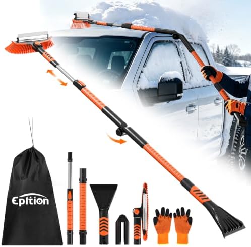 63" Extendable Long Snow Brush with Ice Scraper for Car Truck SUV Van
