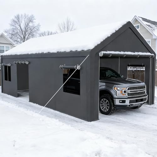 13x25 Heavy Duty Carport, Extra Length, Grey