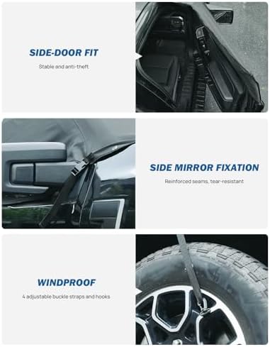 JOYTUTUS Windshield Snow Cover for Full-Size Truck Extra Large Pickup Windshield Cover for Ice and Snow Compatible with Ford F150 F250, Ram, Silverado, Sierra, Tundra