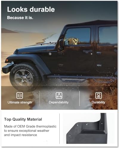 Kiwi Master Mud Flaps for 2007-2018 Jeep Wrangler JK (Not Off Road Bumper)