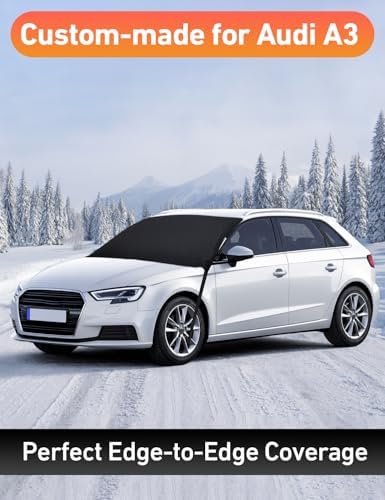 EcoNour Car Snow Cover Compatible for Audi A3 A4 A5 A6 | Windshield Cover for Ice and Snow with S-Hook Straps | Heavy-Duty 600D Oxford Winter Car Cover, Waterproof & Anti-Slip