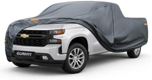 GUNHYI Premium Truck Cover Custom Fit Chevrolet Silverado 1500 Extended/Double Cab Short Bed, 16 Layers Heavy Duty Truck Cover Waterproof All Weather with Zipper Door Sun Rain Snow Dust Uv Protection