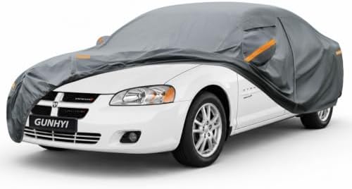 GUNHYI Premium Car Cover Custom Fit Dodge Stratus, 16 Layers Heavy Duty Car Cover Waterproof All Weather with Zipper Door for Sun Rain Snow Dust Uv Protection