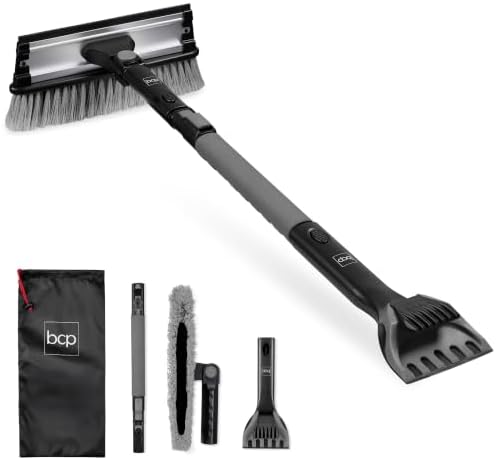 Best Choice Products Snow Brush with Squeegee & Ice Scraper, Up to 39" Extendable Foam Grip, 270° Pivoting Snow Brush for Car Truck SUV, Storage Bag Included - Charcoal