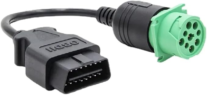 9 Pin Type 2 J1939 to 16 Pin Male OBD2 Adapter Cable for Heavy Duty Trucks and Commercial Vehicles, Green J1939 Diagnostic Connector Plug Work with Truck ELD GPS Trackers OBD Diagnostic Scanner Tool