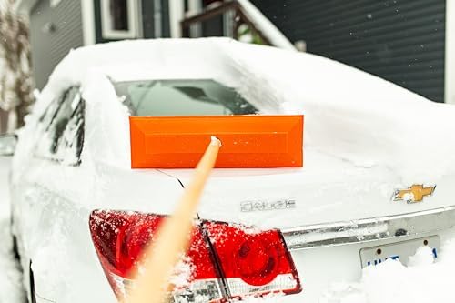 Shuttsco Snow Rake Snow Broom 18 Inch Replacement Head Only, Orange Heavy Duty Polyethylene Bristles, USA Made