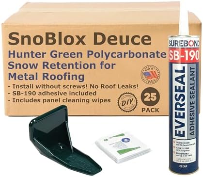 Deuce Snow Guards for Metal Steel Corrugated Roof (25 Pieces with Adhesive) (Hunter Green)