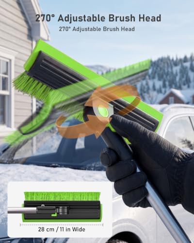 helloleiboo 55.7" Snow Brush and Ice Scrapers for Car Windshield, Green