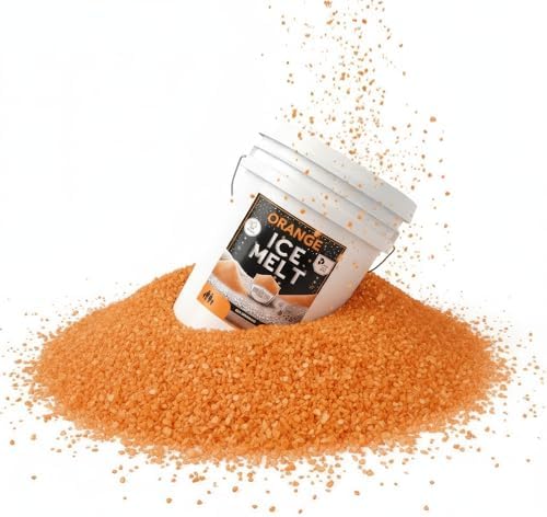 Peach Country Orange Ice Melt Pet Friendlier Eco-Friendly De-Icer, Fast-Acting Granules for Driveways, Walkways & Entryways, 45 lb Pail