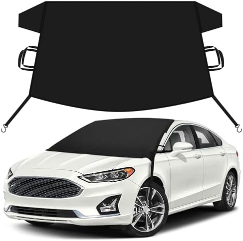 EcoNour Car Snow Cover Compatible for Ford Fusion | Windshield Cover for Ice and Snow with S-Hook Straps | Heavy-Duty 600D Oxford Winter Car Cover, Waterproof & Anti-Slip
