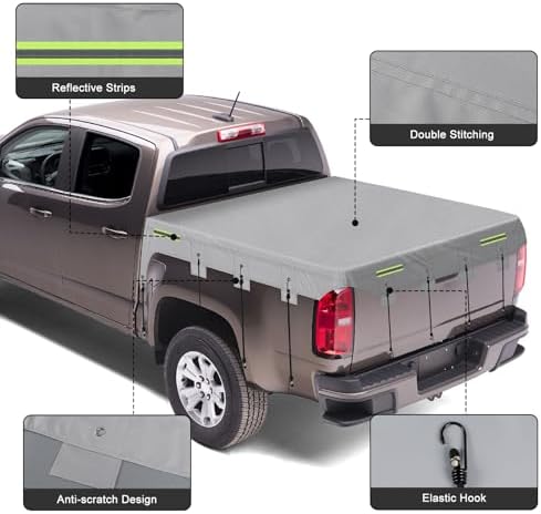 Mid-Size Truck Bed Tarp Cover for Tacoma/Ranger/Frontier 5Ft-5.3Ft Bed