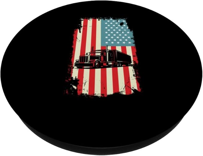American Flag Trucker Semi Trailer 18 Wheeler Truck Driver PopSockets Adhesive PopGrip