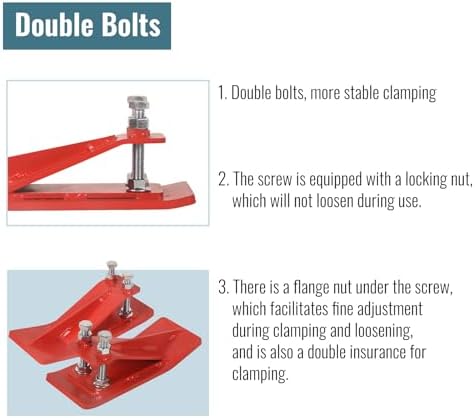Doppy 2Pcs Tractor Bucket Edge Protector, 3/8'' Thick Snow Skid Tamer, Double Hex Lock Nuts & Bolts Included for Snow Removal, Leaves, Gravel Spreading,Red