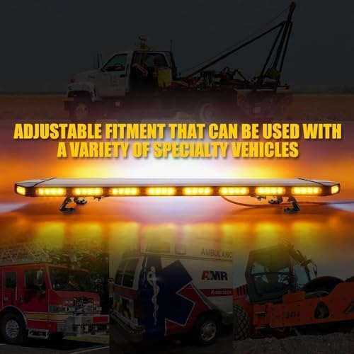 47" 108 LED Light Bar for Car - Amber Strobe Warning Lights With 15 Flashing Modes for Construction, Tow Truck, Rooftop Emergency Vehicles
